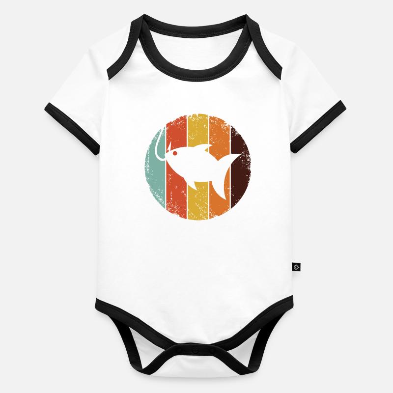 Fishing Plus Vintage Design - Poisson sur l’hameçon Body Bébé bio contrasté manches courtes