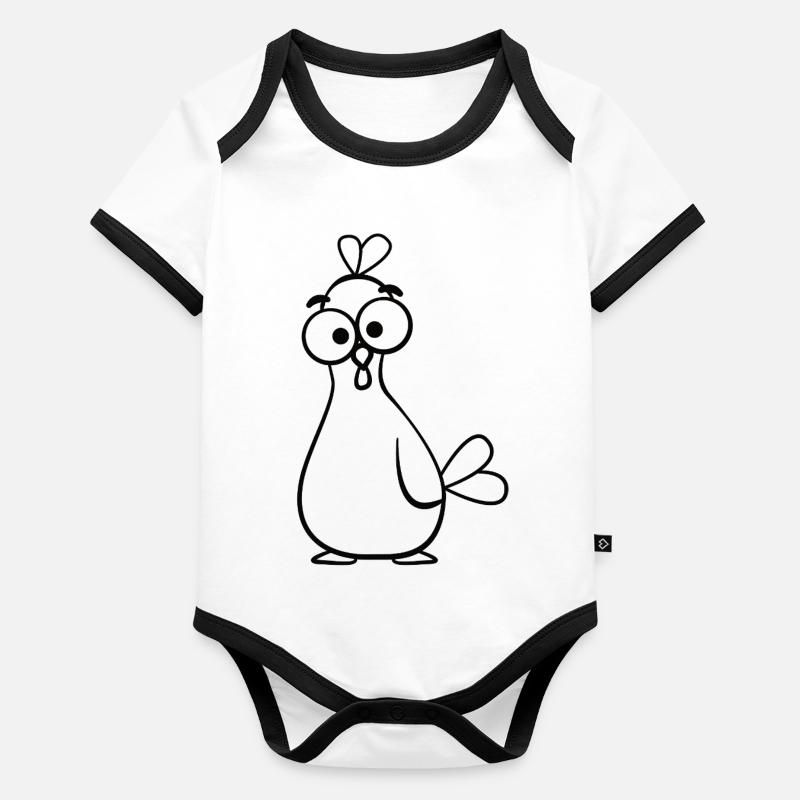 Odd Cartoon Chicken Illustration Organic Baby Contrasting Bodysuit