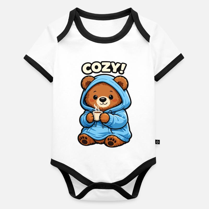 Ours Câlin avec Sweat Coffee Body Bébé bio contrasté manches courtes