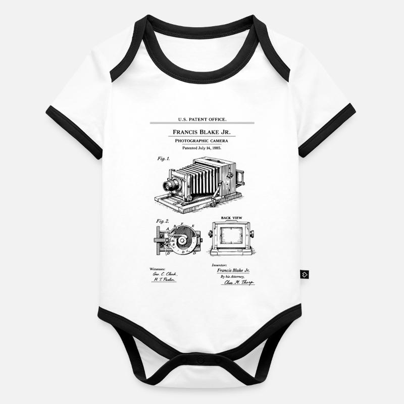 Antique Camera Design Organic Baby Contrasting Bodysuit