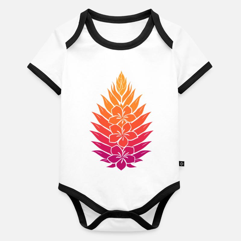 Regenbogen Lotus Mandala Baby Bio-Kurzarm-Kontrastbody