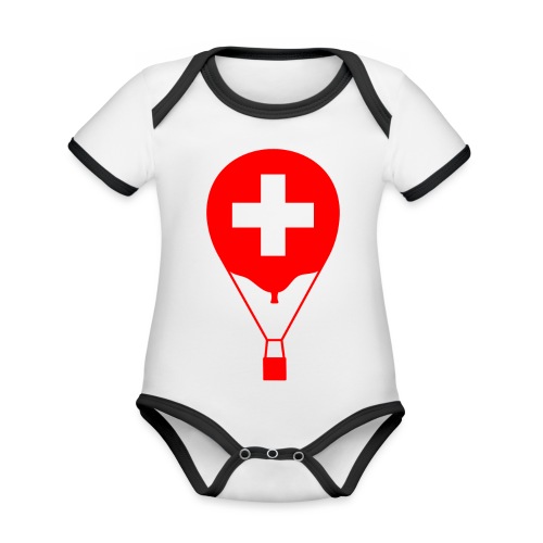 Gasballon i schweizisk design - Kortærmet økologisk babybody i kontrastfarver