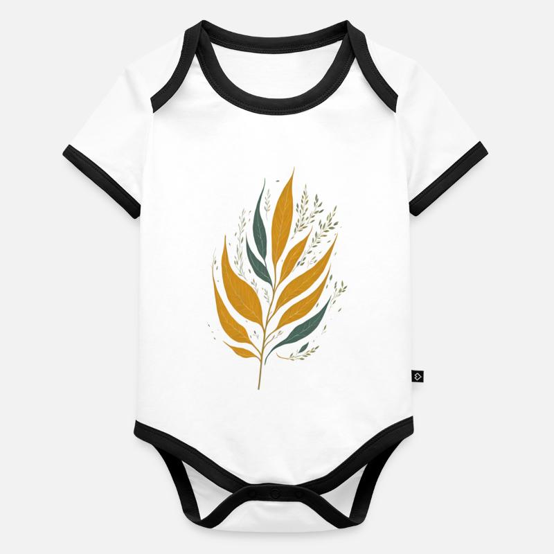 Feuilles Body Bébé bio contrasté manches courtes