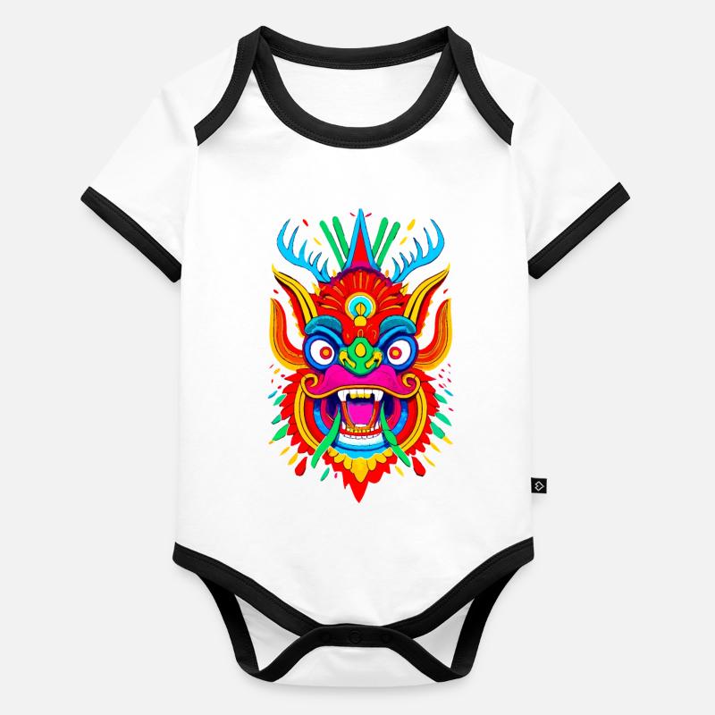 Colorful Dragon Mask Organic Baby Contrasting Bodysuit