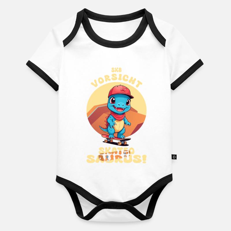 Beware of Skateosaurus Organic Baby Contrasting Bodysuit