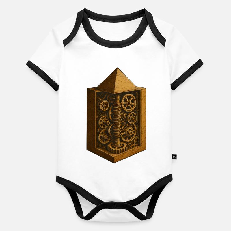Pyramide von Chephren | Antike Getriebemechanik-Kunst Baby Bio-Kurzarm-Kontrastbody