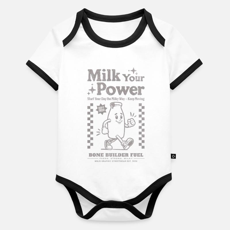 Milch deine Power Baby Bio-Kurzarm-Kontrastbody