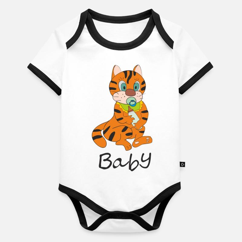Kitten Organic Baby Contrasting Bodysuit