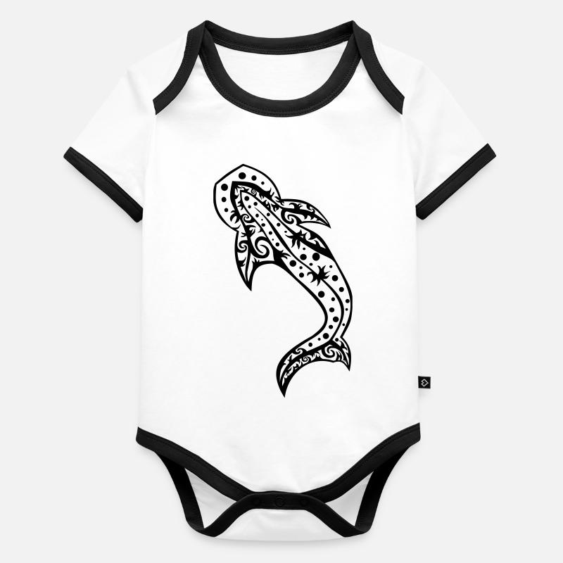 Requin-baleine Body Bébé bio contrasté manches courtes