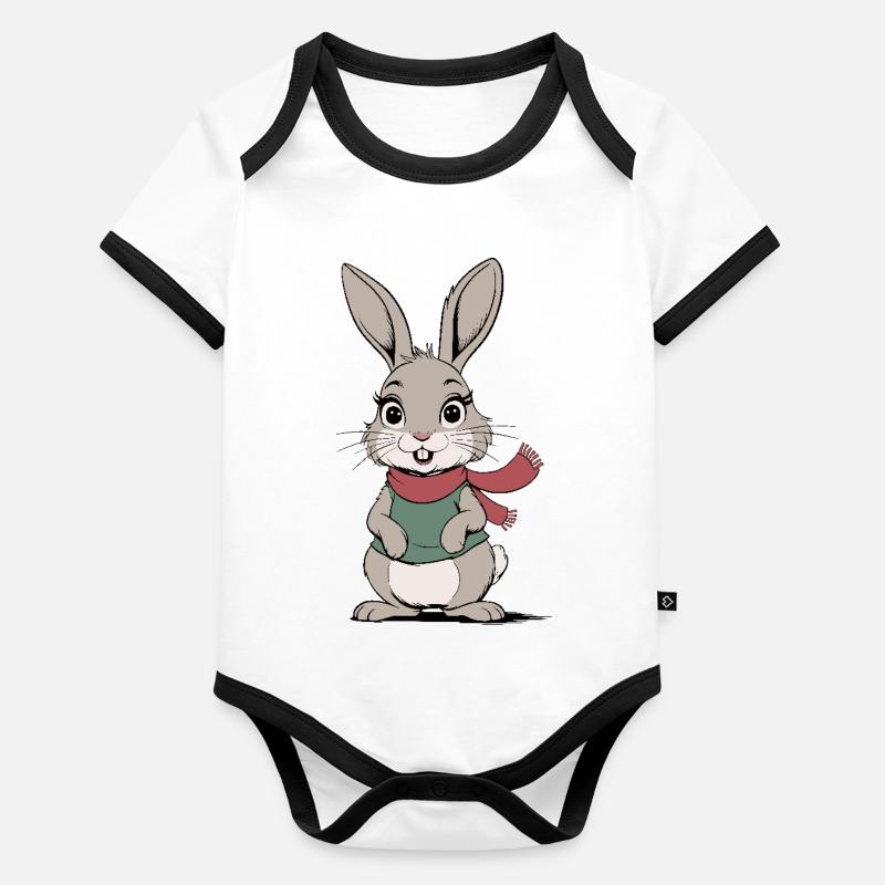 Cartoon Cute Rabbit Organic Baby Contrasting Bodysuit