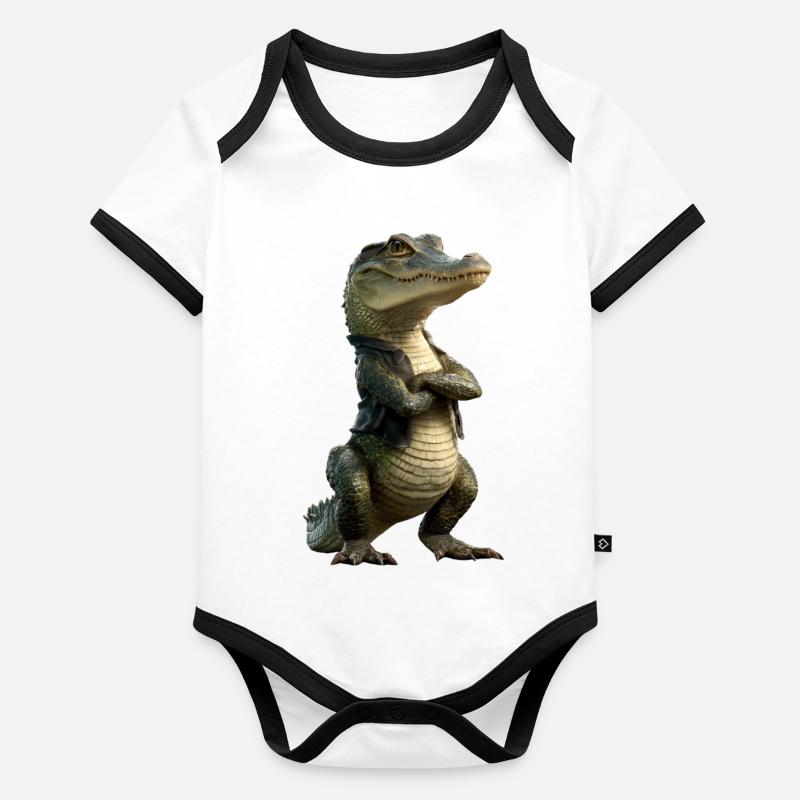 Caïman Crocodile Alligator Reptiles Crocodile Caïmans Body Bébé bio contrasté manches courtes