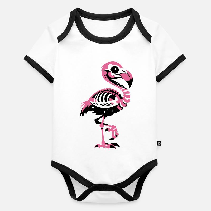 Flamingo Skeleton Pink Gothic Body Bébé bio contrasté manches courtes