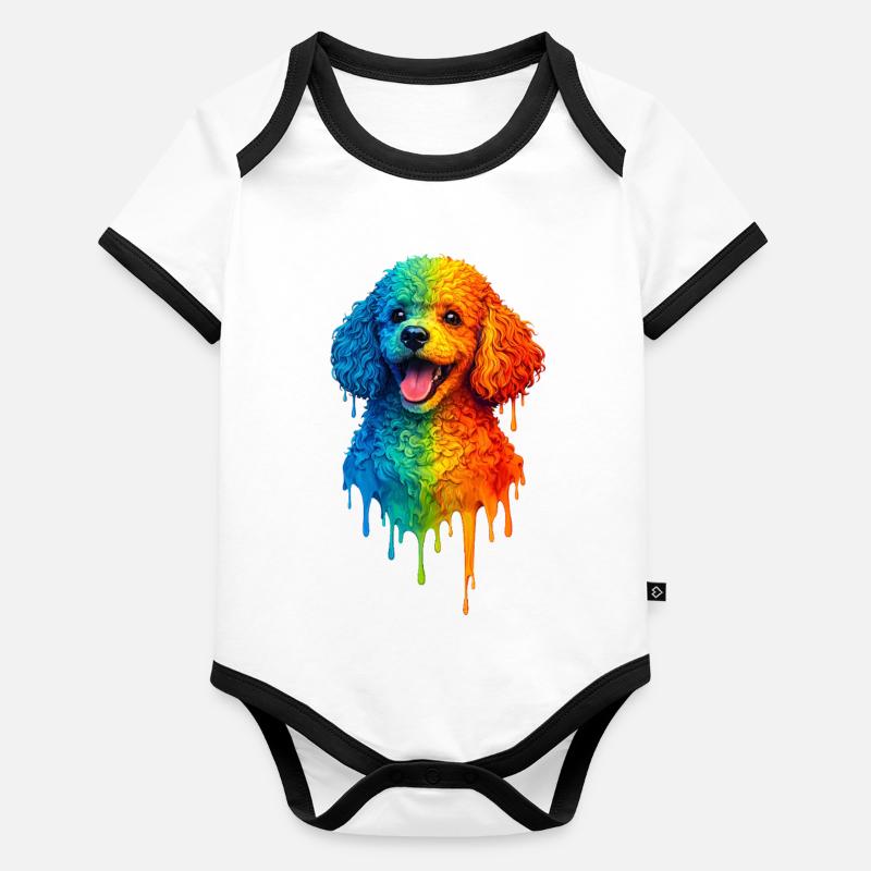 Caniche aux couleurs vives Body Bébé bio contrasté manches courtes
