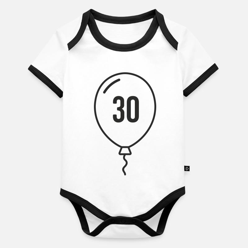 Luftballon Zahl 30 – Runder Geburtstag Design Baby Bio-Kurzarm-Kontrastbody