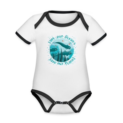 Save our Oceans - Save our Planet - Grindwale - Baby Bio-Kurzarm-Kontrastbody