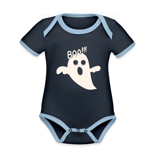 Halloween Geist - Boo!! - Baby Bio-Kurzarm-Kontrastbody