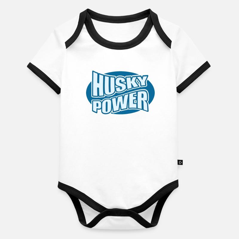 Husky Power Typo-Design Baby Bio-Kurzarm-Kontrastbody