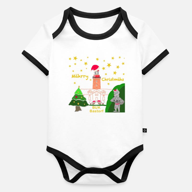 Weihnachten, Leuchtturm BUK Bastorf, Kultiger Wolf Baby Bio-Kurzarm-Kontrastbody