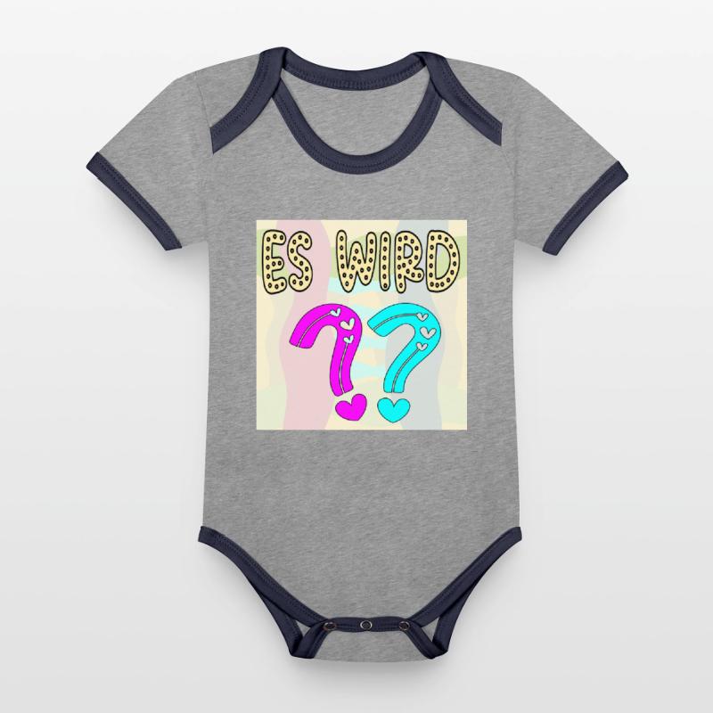 BABYSPRÜCHE - ES WIRD EIN MÄDCHEN ODER JUNGE FRAGE Baby Bio-Kurzarm-Kontrastbody
