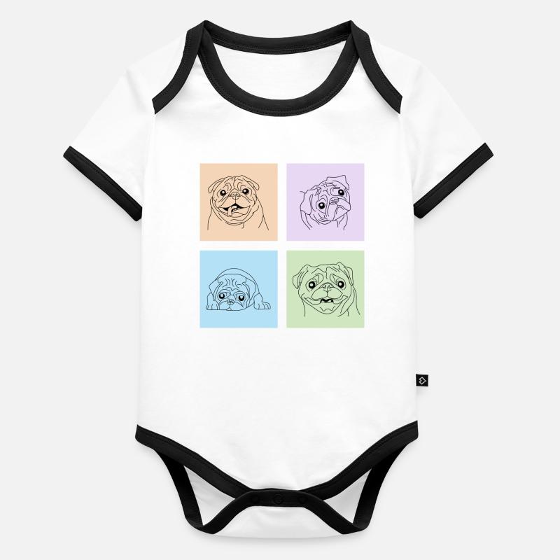 Pastell Mops Squad - The Cute and the Cuddly Baby Bio-Kurzarm-Kontrastbody
