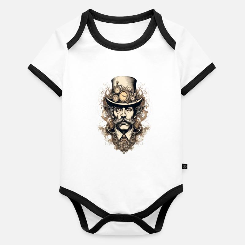 Steampunk Gentleman mit Uhren Baby Bio-Kurzarm-Kontrastbody