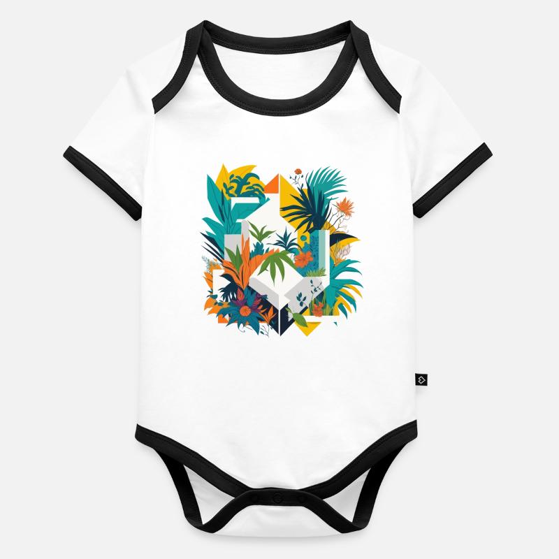 Geometric Jungle Organic Baby Contrasting Bodysuit