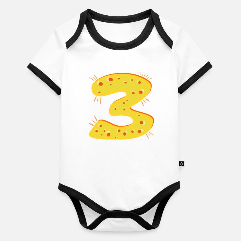 NUMBER 3 ans - FROMAGE de trois ans Body Bébé bio contrasté manches courtes