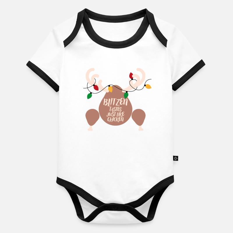 Cuisse décorée: goût poulet Body Bébé bio contrasté manches courtes
