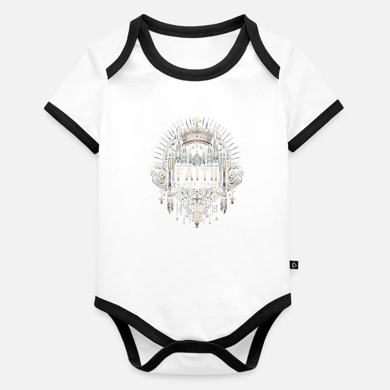 La foi avant la peur – Gothic Crown Body Bébé bio contrasté manches courtes