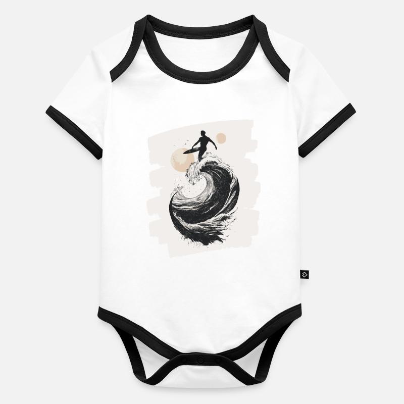 Surfeur Body Bébé bio contrasté manches courtes