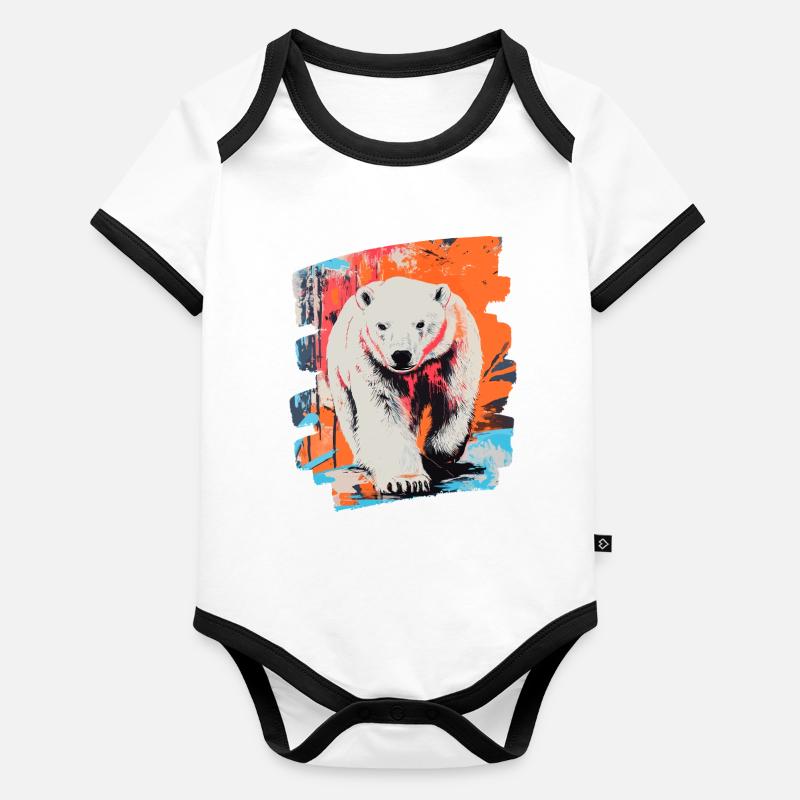 Polar Bear Graffiti Sprayer Organic Baby Contrasting Bodysuit