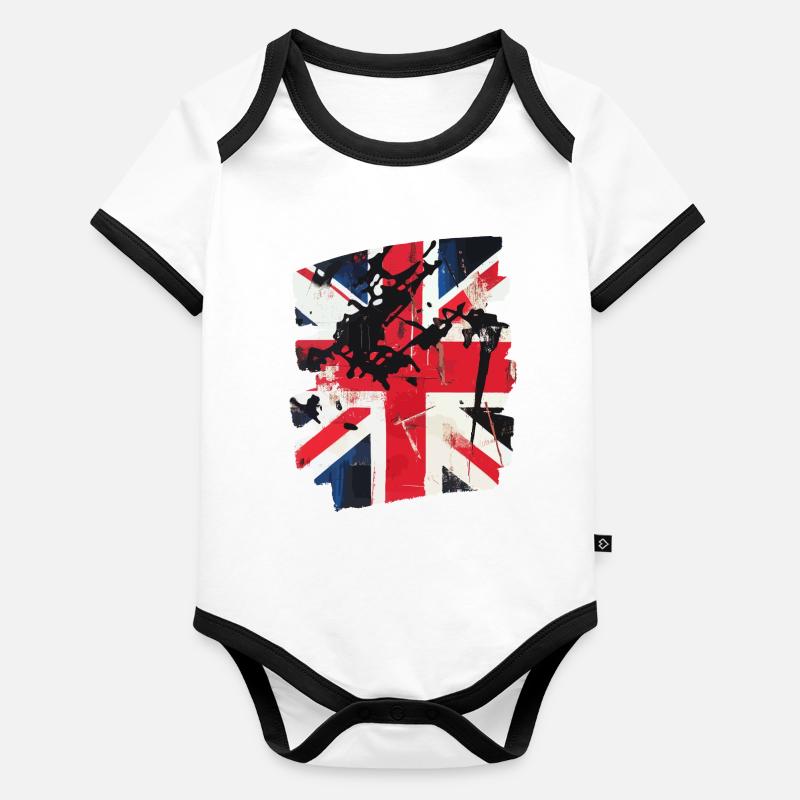Drapeau de la Grande-Bretagne Angleterre Union Jack Body Bébé bio contrasté manches courtes
