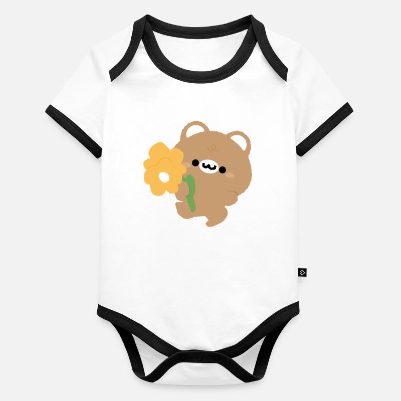 Romantischer Bär Baby Bio-Kurzarm-Kontrastbody