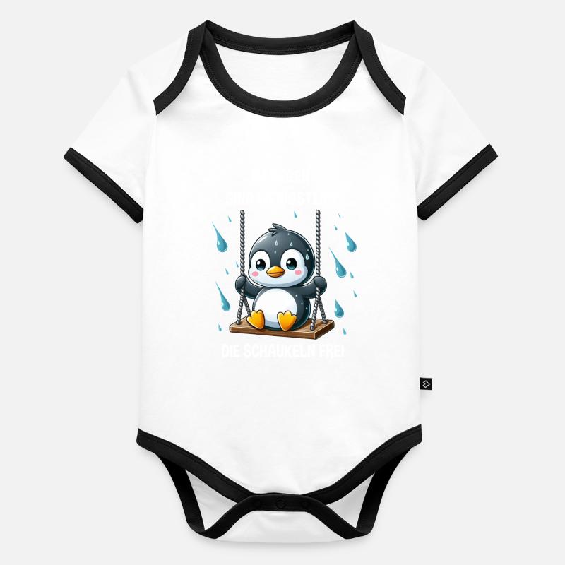 Pinguin Schaukel introvertiert melancholisch  Baby Bio-Kurzarm-Kontrastbody