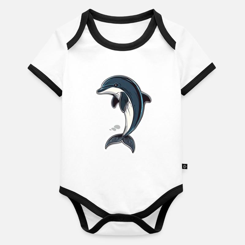 Dauphin Body Bébé bio contrasté manches courtes