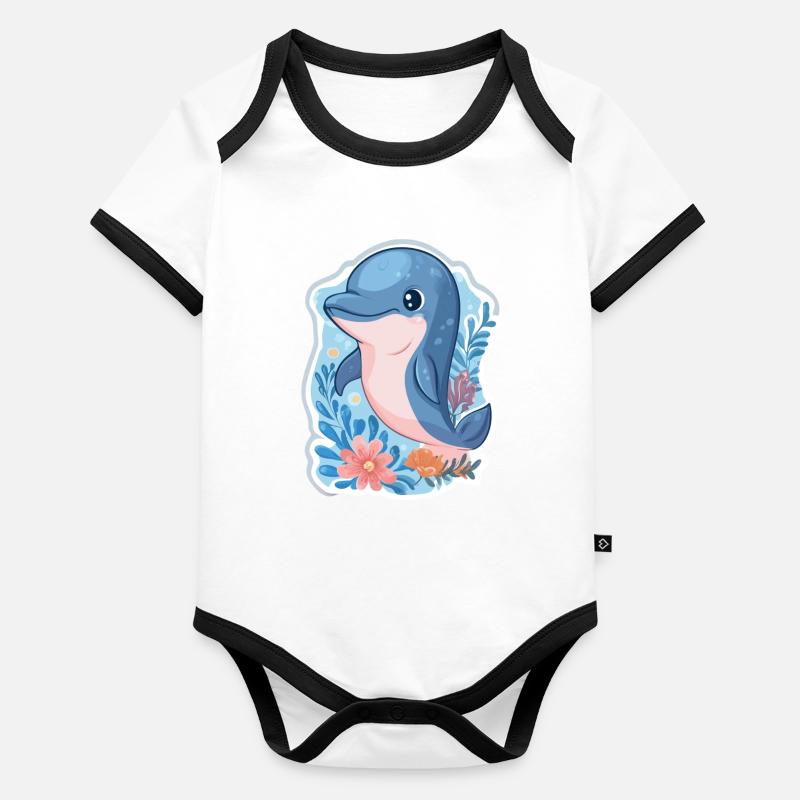 Dauphin Body Bébé bio contrasté manches courtes