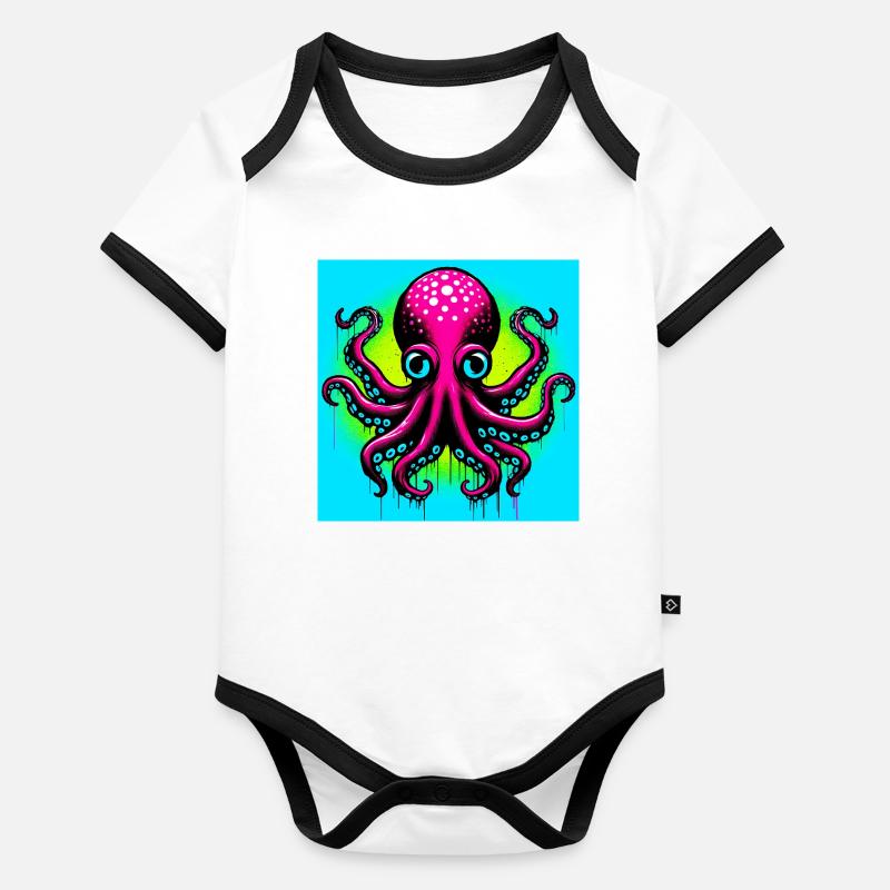 Krake Baby Bio-Kurzarm-Kontrastbody