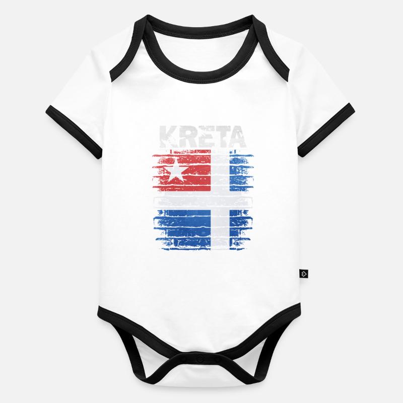 Drapeau de la Crète Impression d’art Body Bébé bio contrasté manches courtes