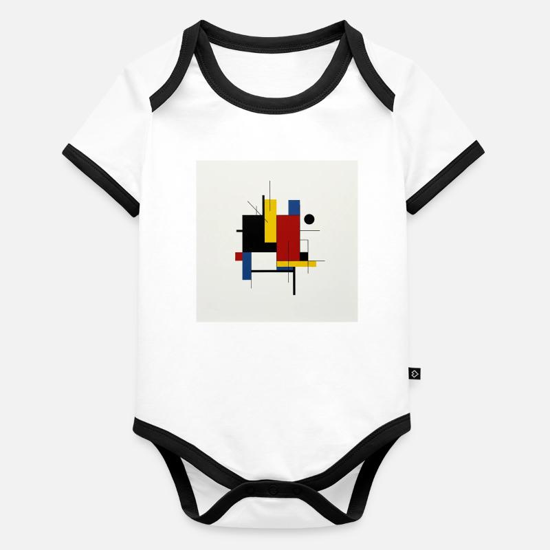 Composition abstraite géométrique colorée Body Bébé bio contrasté manches courtes