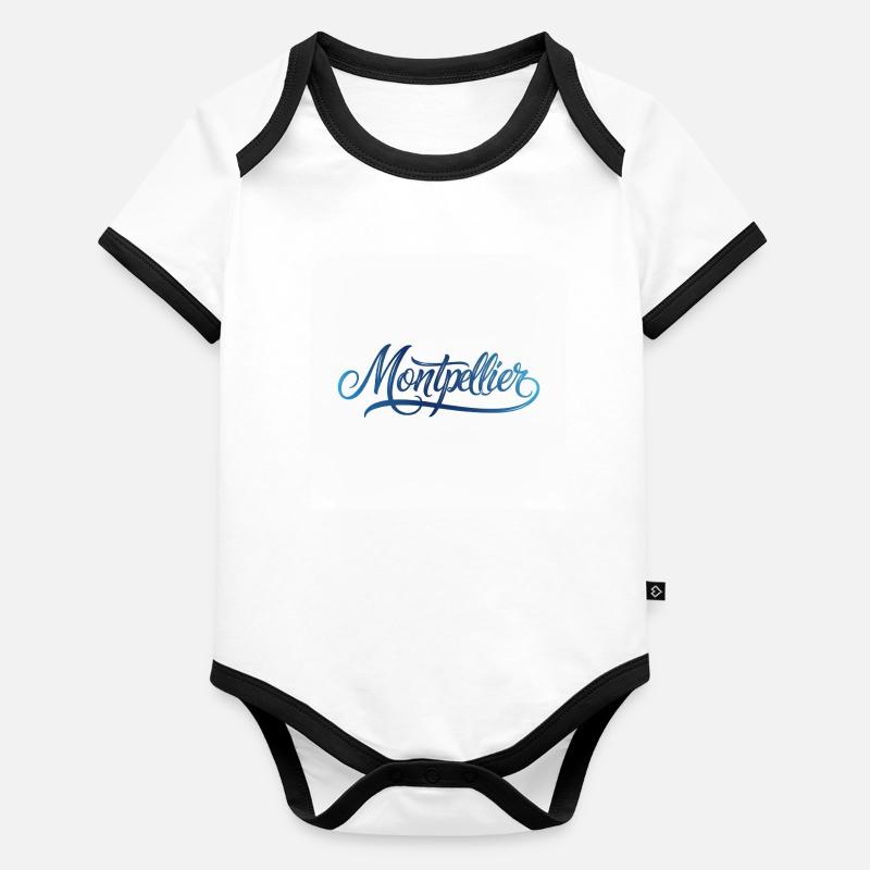 Lettrage à la main de Montpellier Body Bébé bio contrasté manches courtes