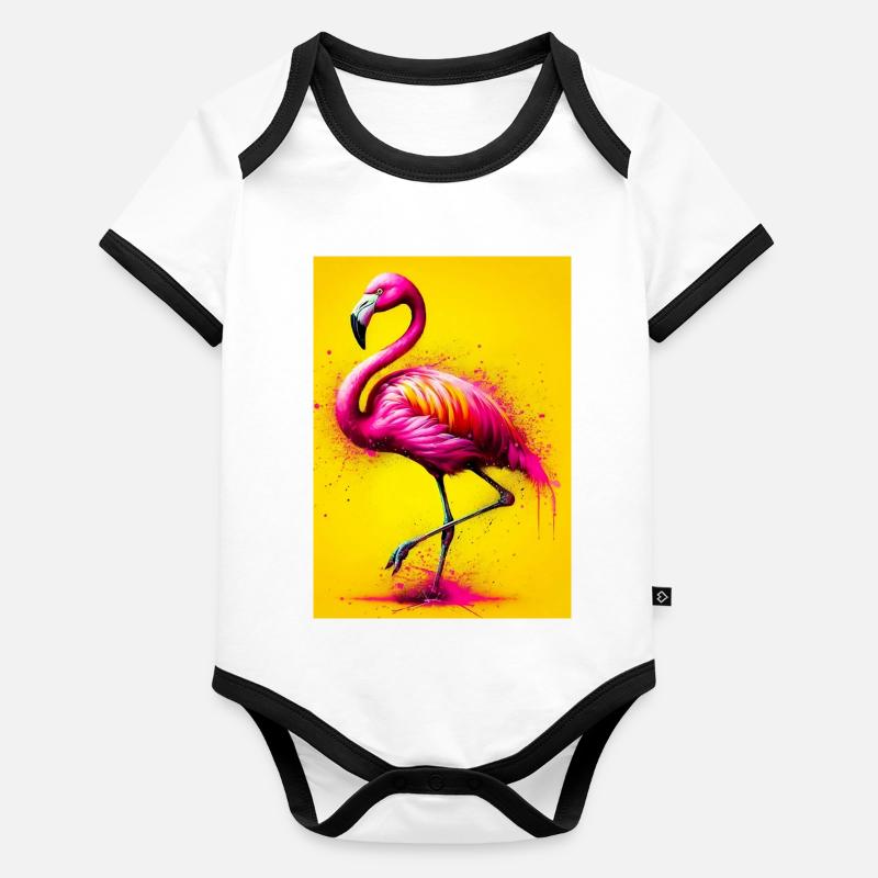 Flamant Body Bébé bio contrasté manches courtes