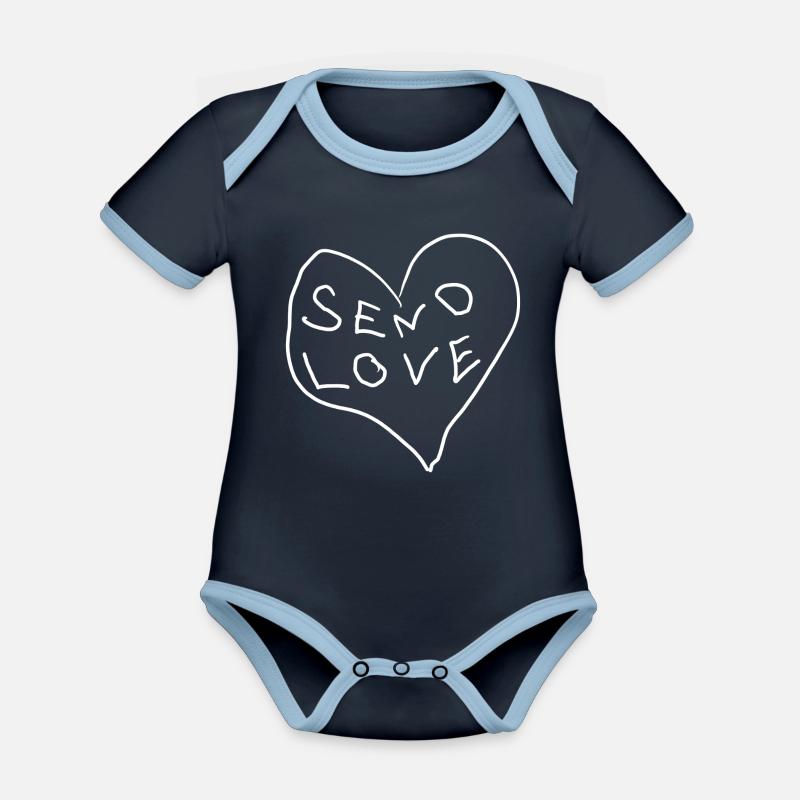 Envoyer de l’amour - Body Bébé bio contrasté manches courtes - marine/ciel