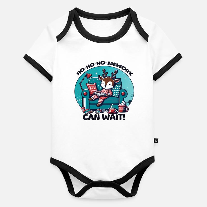 Reindeer in Pyjamas – HoHoHoMework Christmas Break Organic Baby Contrasting Bodysuit