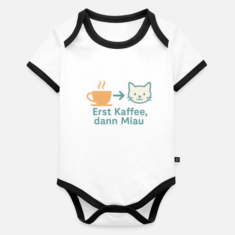 Erst Kaffee, dann Miau Baby Bio-Kurzarm-Kontrastbody