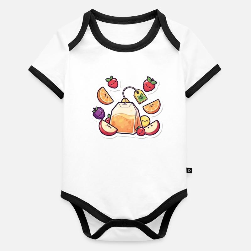 Fruchtige Lunchbag Tee ,tea Cartoon Sticker Baby Bio-Kurzarm-Kontrastbody