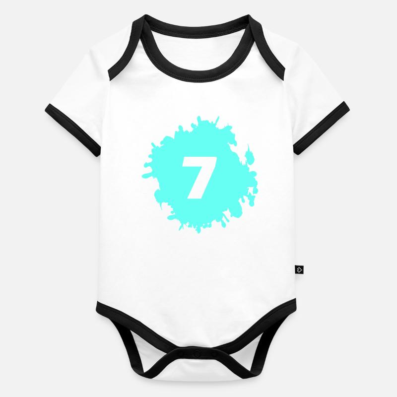 Cyan Splash Nummer 7 Baby Bio-Kurzarm-Kontrastbody