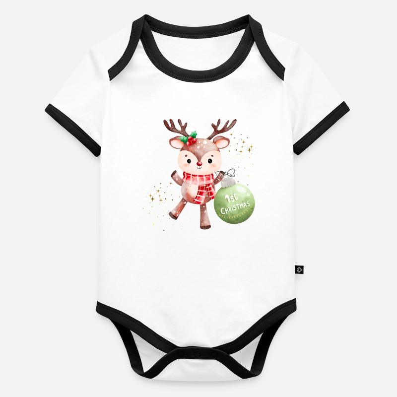 Mon premier Noël Body Bébé bio contrasté manches courtes