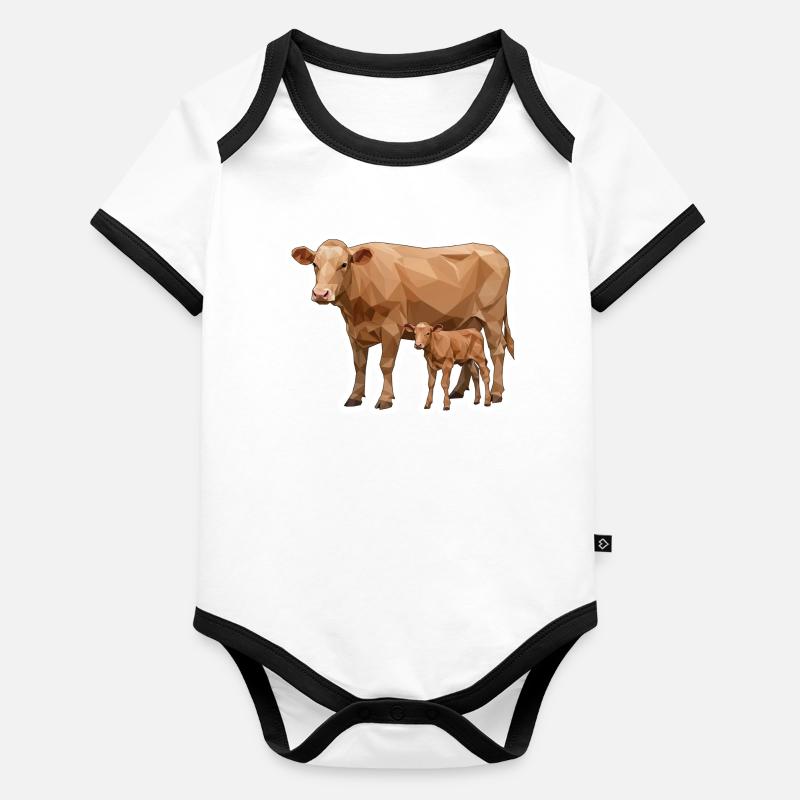 Vache et veau – L’art polygonal dans le style moderne Body Bébé bio contrasté manches courtes