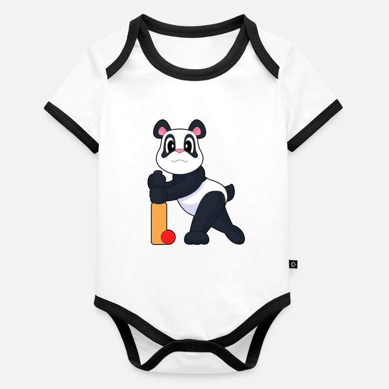 Panda Cricket Battes de cricket Body Bébé bio contrasté manches courtes
