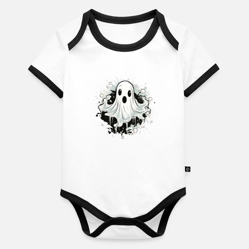 Ghost Splatter Motif Organic Baby Contrasting Bodysuit